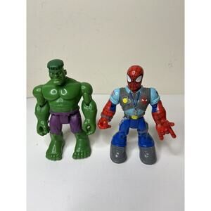 Lot of 2 Marvel Spider-Man and Friends Super Heroes Chunky 6.5 Inch Toy Biz Hulk